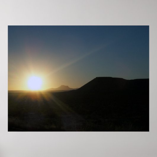 Poster coucher du soleil dans le désert. (Devant)