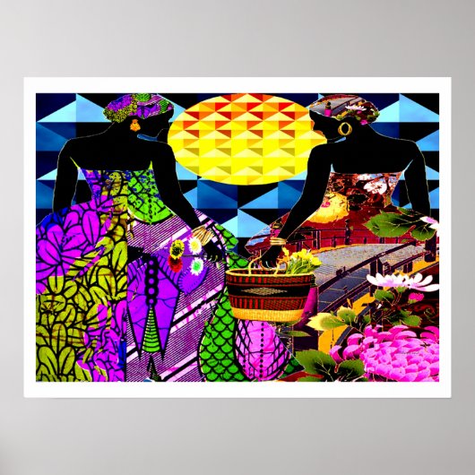 Poster Coucher du soleil dans le jardin des fleurs (Devant)