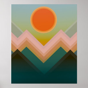 Poster Coucher du soleil dans les montagnes