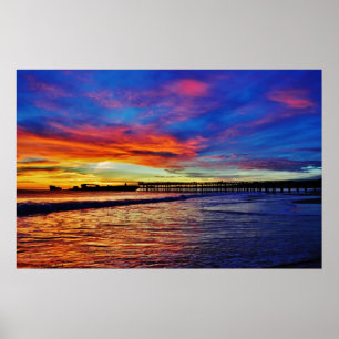 Poster Coucher du soleil de bateau de ciment