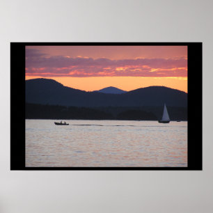Poster Coucher du soleil de Champlain de lac