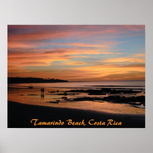 Poster Coucher du soleil de plage de Tamarindo, Costa