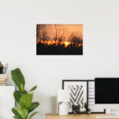Poster Coucher du soleil derrière les arbres (Bureau à domicile)