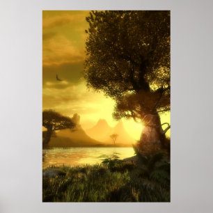 Poster Coucher du soleil d'or