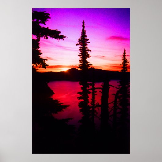 Poster Coucher du soleil du lac Crater (Devant)