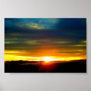 Poster Coucher du soleil jaune lumineux