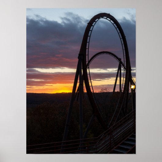 Poster Coucher du soleil sur un feu de forêt (Devant)