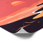 Poster Coucher le soleil dans le style rétro de la côte (Coin)