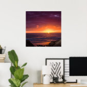 Poster Coucher pacifique de soleil sur l'océan dans le di (Bureau à domicile)