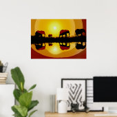 Poster Couchers de soleil africains Éléphants (Bureau à domicile)