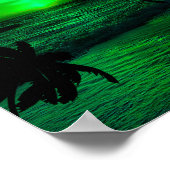 POSTER COUCHERS DE SOLEIL VERTS PAYSAGE OCÉANIQUE (Coin)
