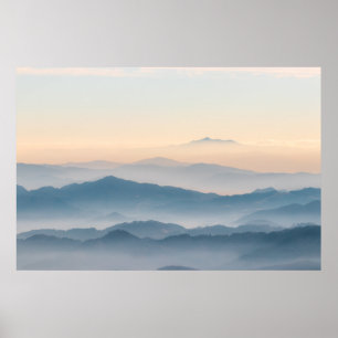 Poster Couches de brouillard, collines et montagnes