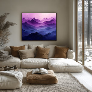 Poster Couches de montagne violet - Paysage Abstrait pour