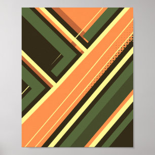 Poster Couches diagonales d'Orange, de Vert et de Jaune P