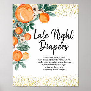 Poster Couches Orange Été Aquarelle Nuit