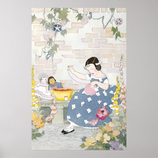 Poster Coudre dans un jardin de Foxglove & Poppies (Devant)
