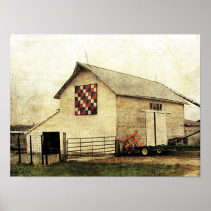 Poster Couette en nacelle rouge, blanc et bleu Iowa