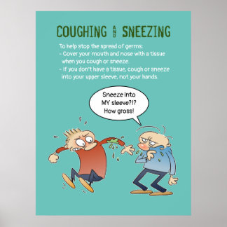 Poster Coughing And Sneezing In Your Sleeve Health Tip