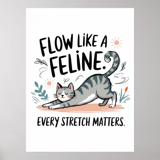 Poster Couler comme un félin - Conception de chat mignon (Devant)