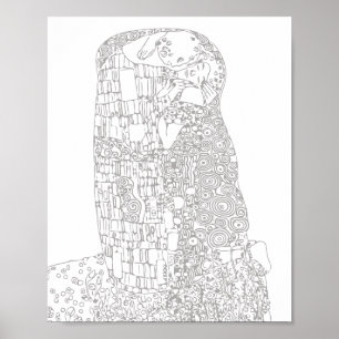 Poster Couleur adulte   Klimt "The Kiss" Célèbre Art 