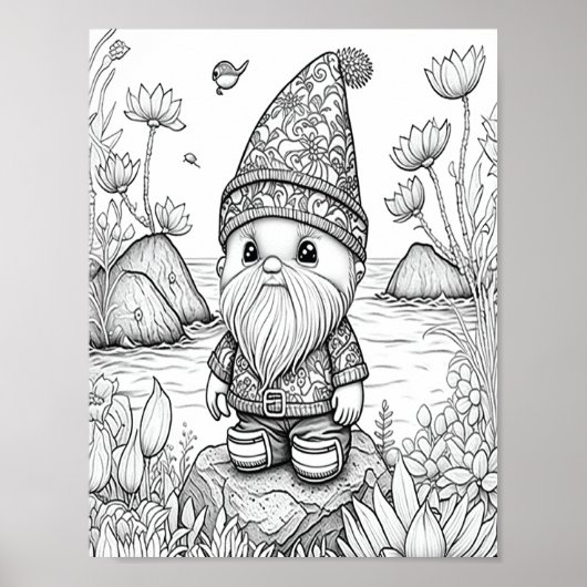 Poster Couleur adulte mignonne Gnome été (Devant)