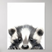 Poster Couleur Aquarelle Bébé Badger Décor (Devant)