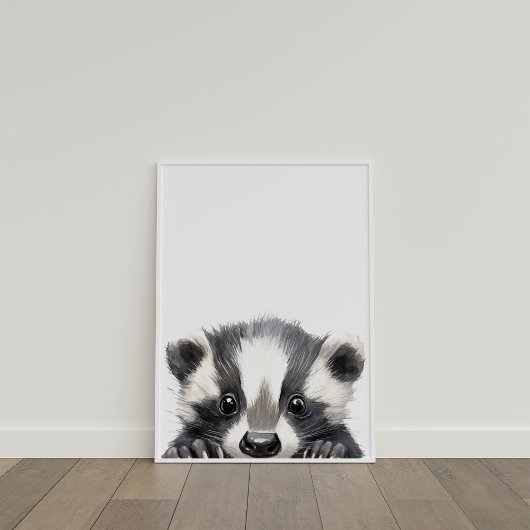 Poster Couleur Aquarelle Bébé Badger Décor