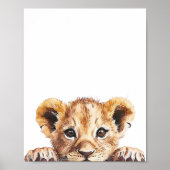 Poster Couleur Aquarelle Bébé Lion Décor (Devant)