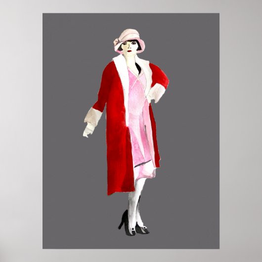 Poster Couleur aquarelle de mode fille flexible (Devant)