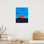 Poster Couleur bleu et orange Couleurs simples Couchers d (Cuisine)