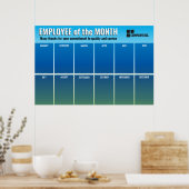 Poster Couleur bleue de l'employé du mois affichage photo (Cuisine)