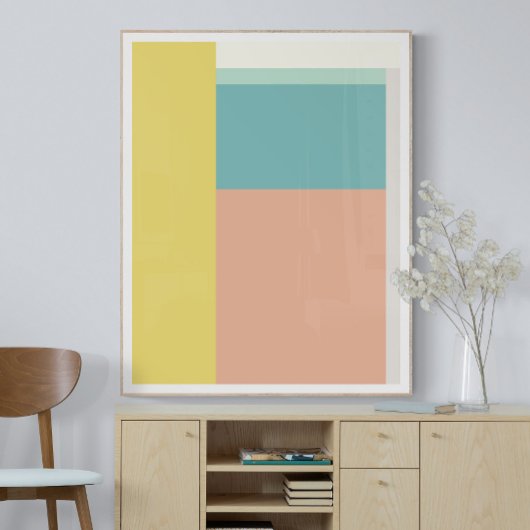Poster Couleur Bloc Art dans Retro Beach Couleurs pastel