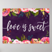 Poster Couleur chic en fleurs Mariage modifiable L'amour  (Devant)