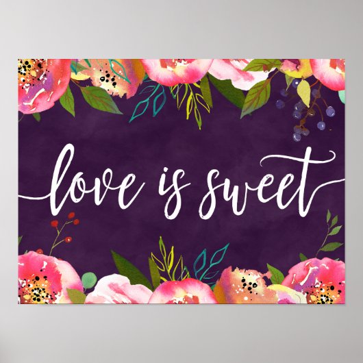 Poster Couleur chic en fleurs Mariage modifiable L'amour  (Devant)
