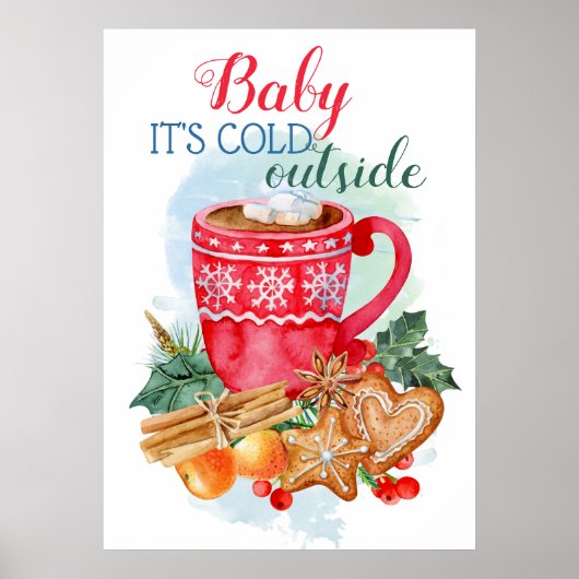 Poster Couleur chocolat chaud de Noël personnalisé (Devant)