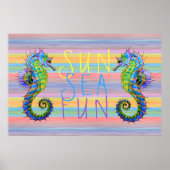 Poster Couleur Coucher De Soleil Bleu Artsy Seahorse (Devant)