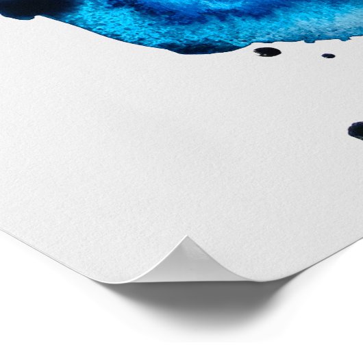 Poster Couleur d'aquarelle d'art papillon bleu (Coin)