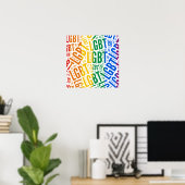 POSTER COULEUR DE MOTIF DE MOT LGBT (Bureau à domicile)