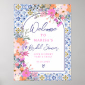 Poster Couleur d'eau bleu italien bienvenue à la nuptiale (Devant)