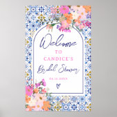 Poster Couleur d'eau bleu italien bienvenue à la nuptiale (Devant)