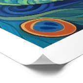 Poster Couleur d'eau bleue vive Peacock (Coin)