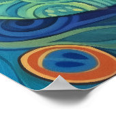 Poster Couleur d'eau bleue vive Peacock (Coin)