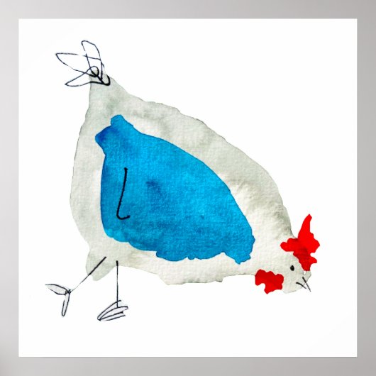 Poster Couleur d'eau des poulets mignons (Devant)