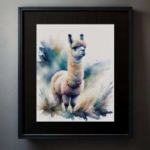 Poster Couleur d'eau douce Peinture d'une lama 5:4