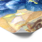 Poster Couleur d'eau du Populaire bleu Fermer U (Coin)