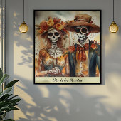 Poster Couleur d'eau mariage Dia de los Muertos