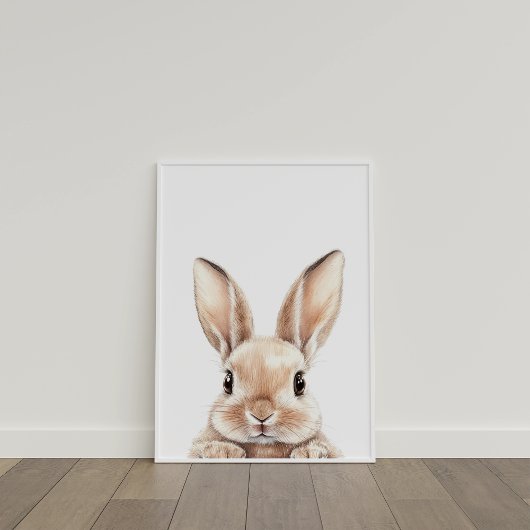 Poster Couleur d'eau mignonne Bébé Lapin Nourriture Décor