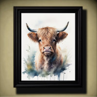 Couleur d'eau mignonne Peinture d'une vache des Hi