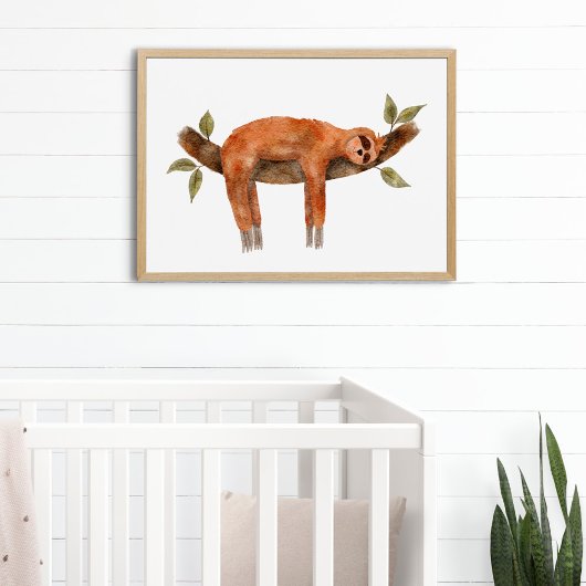 Poster Couleur d'eau mûre illustration paresse animal cou