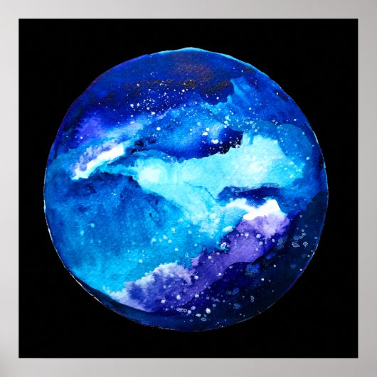 Poster Couleur d'eau nébuleuse de la galaxie de la planèt (Devant)